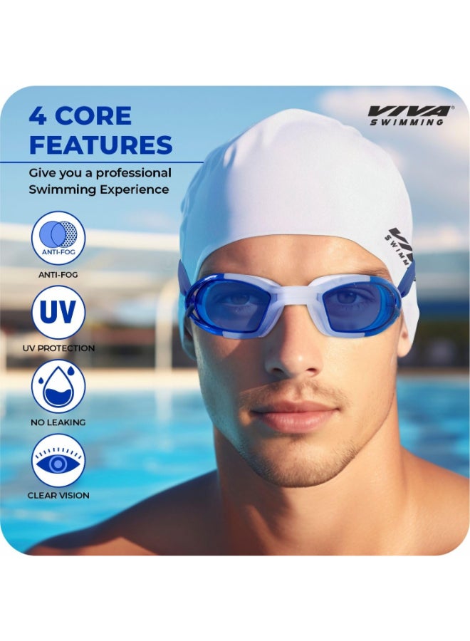 VIVA SWIMMING Combo 616 Swimming Goggles & Swimming Cap, 2 Ear Plug with Nose Clip Swimming Kit - Image 1